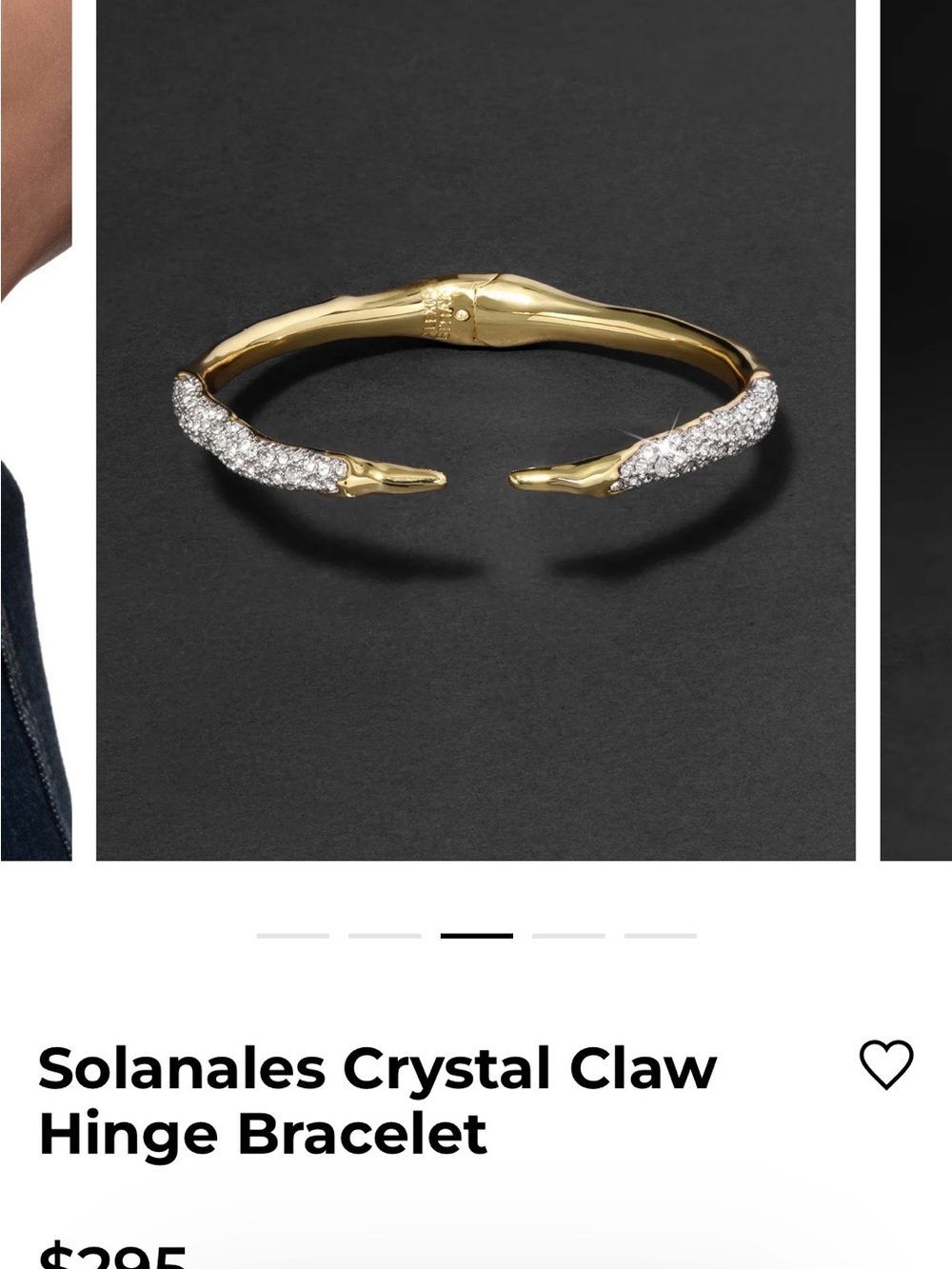 Crystal Claw Hinge Bracelet - Gold and Clear Crystal
